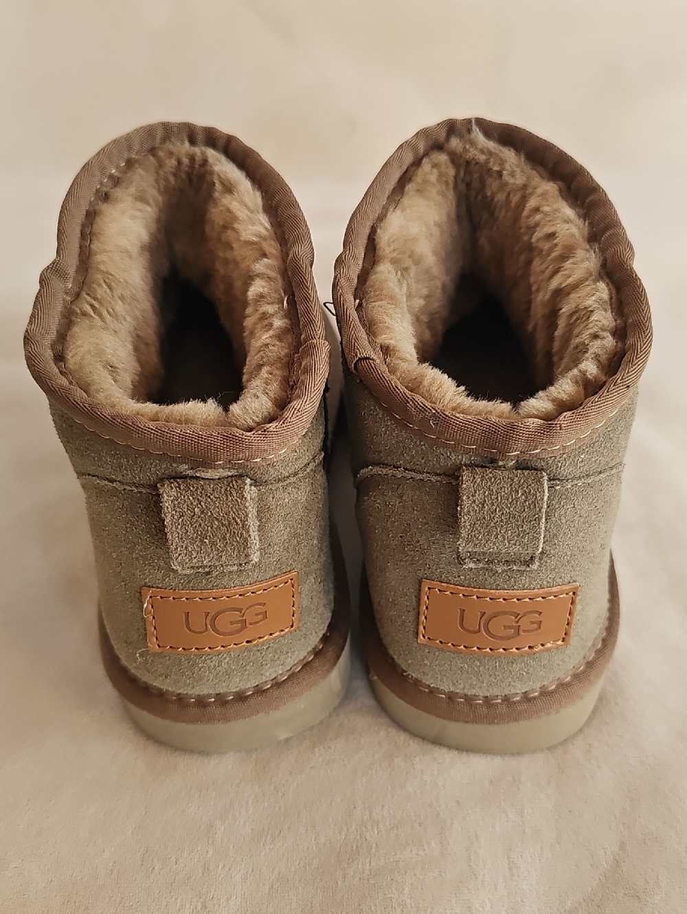 UGG Kids Short Suede Boots in Taupe Brown